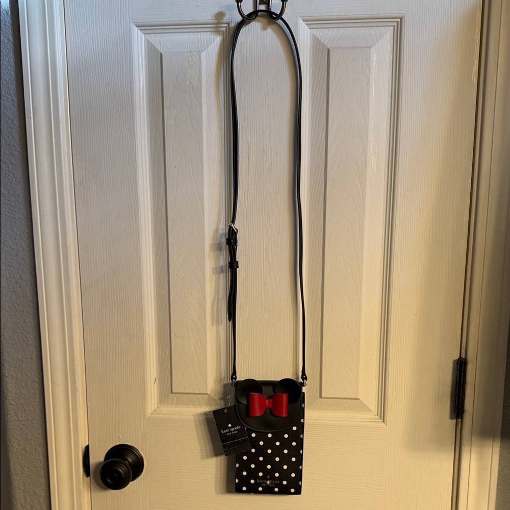 Disney Kate Spade Polka Dot Minnie Crossbody with Red Bow flap phone, Crossbody